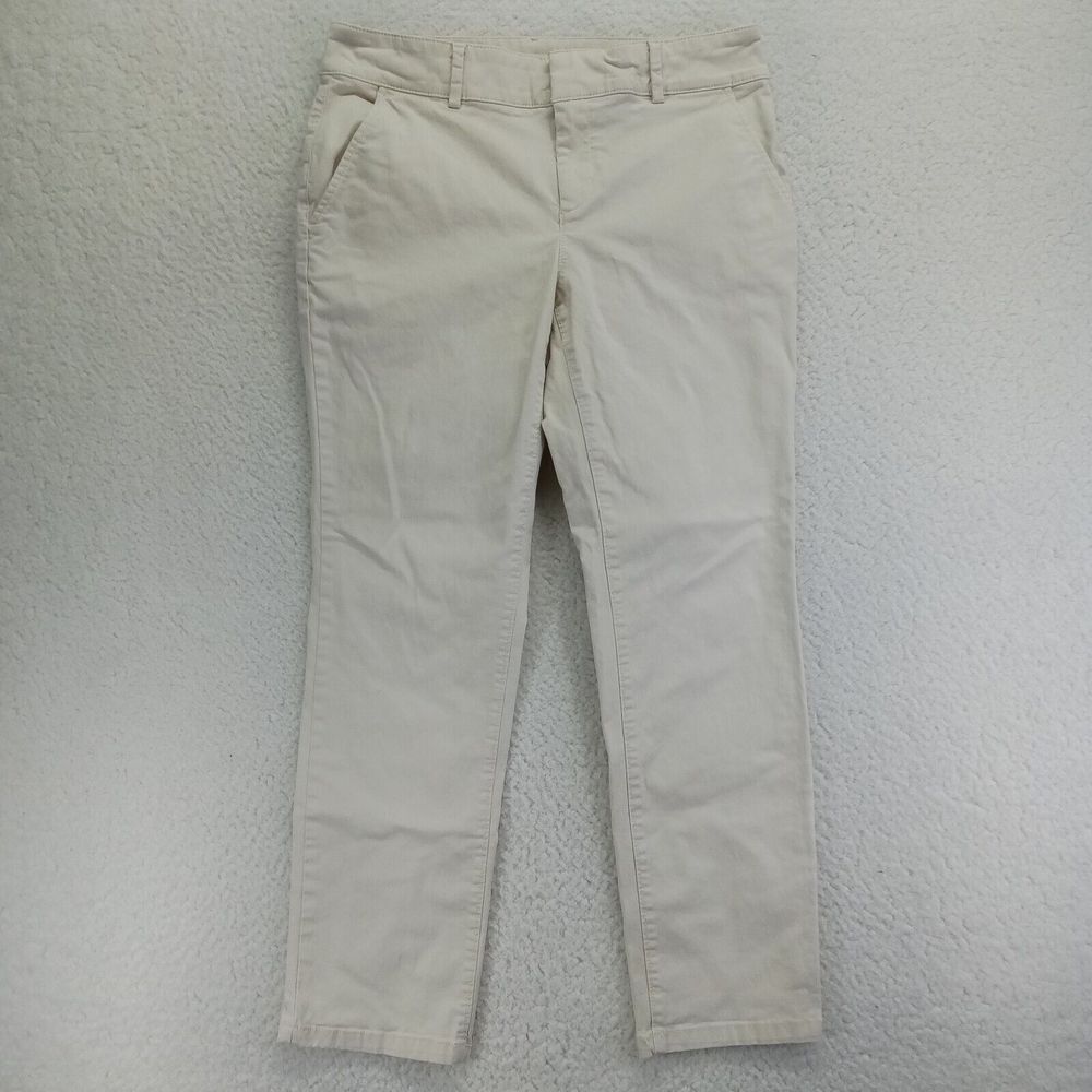 Loft Pants Womens 10 (32x28) Straight‎ Ivory Cotton Blend Stretch